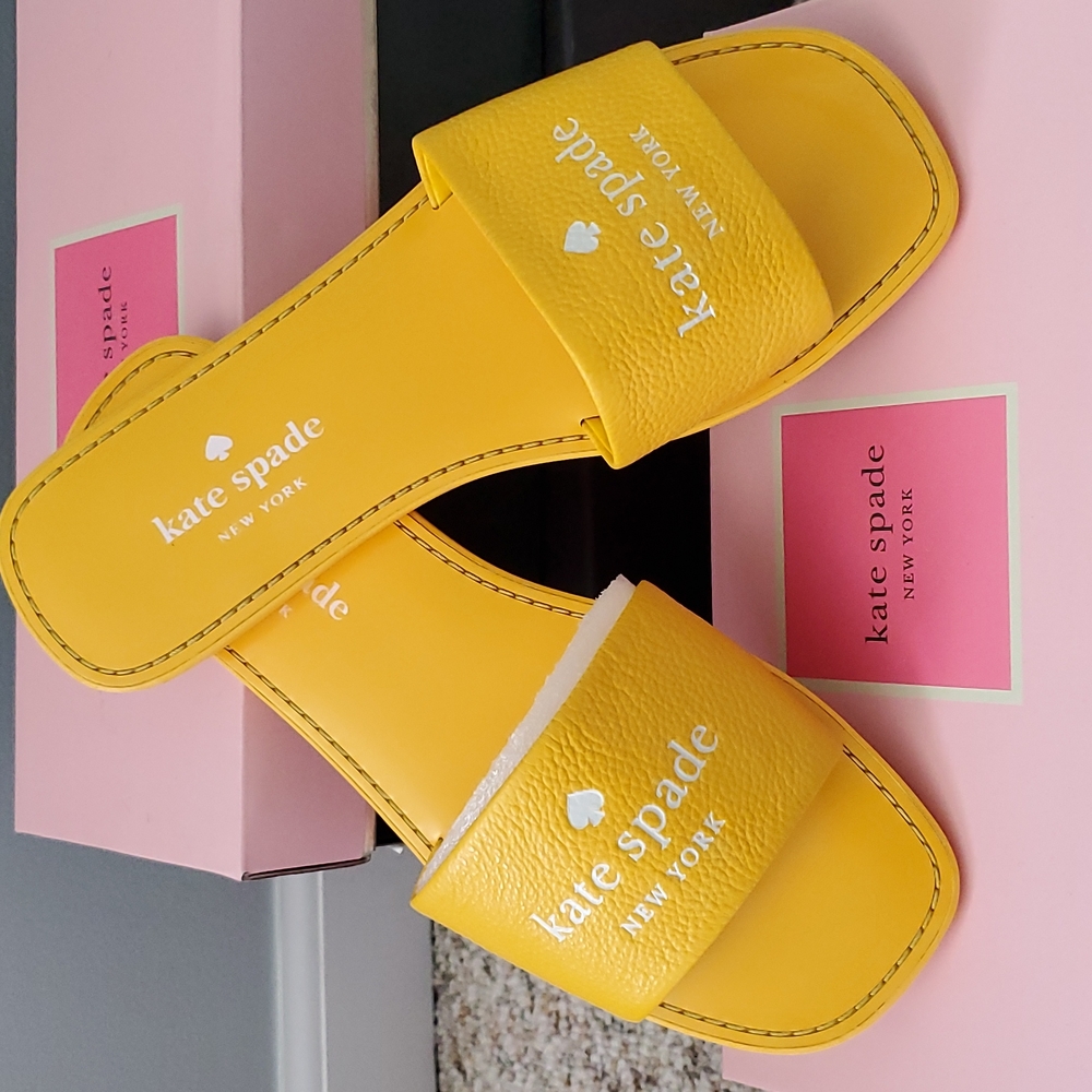 Kate Spade BRAND NEW! Yellow Leather Sandal Slides - US Women's Size 8